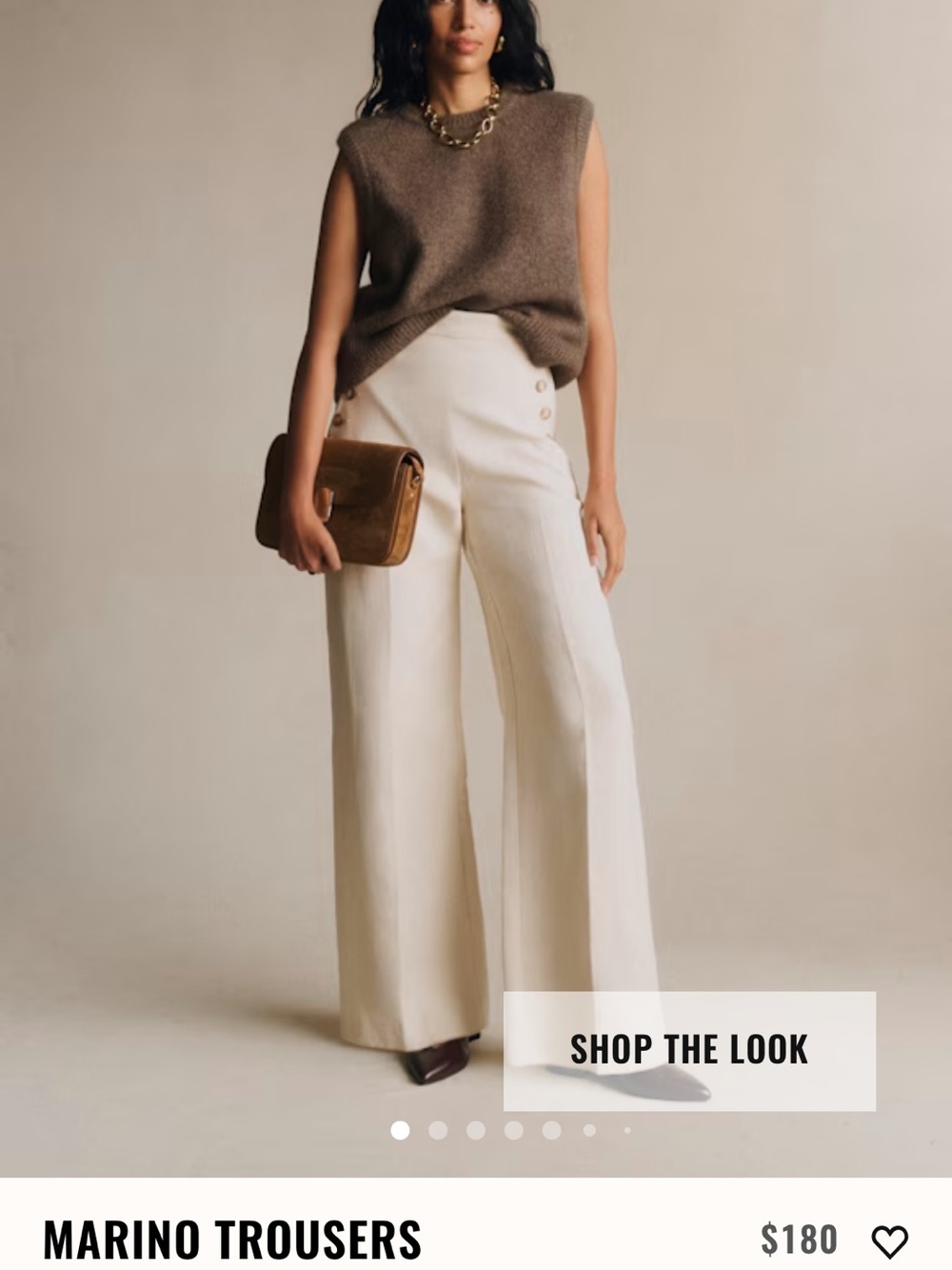 Sezane marina Cream Wide-Leg Sailor Pants with Button Detail - Picture 11 of 11